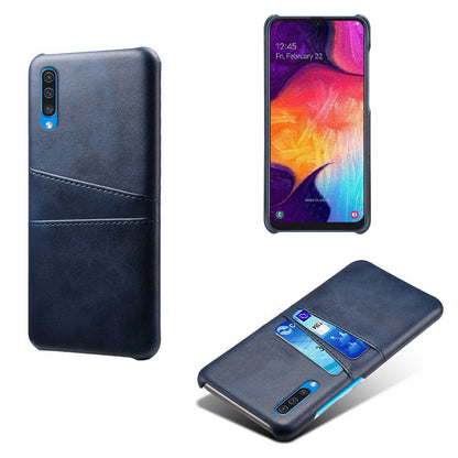Dual Card Slots PU Leather Coated PC Mobile Phone Shell for Samsung Galaxy A50 / A50s / A30s