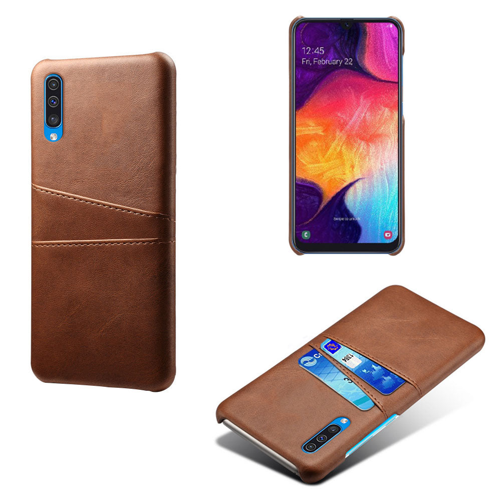 Dual Card Slots PU Leather Coated PC Mobile Phone Shell for Samsung Galaxy A50 / A50s / A30s