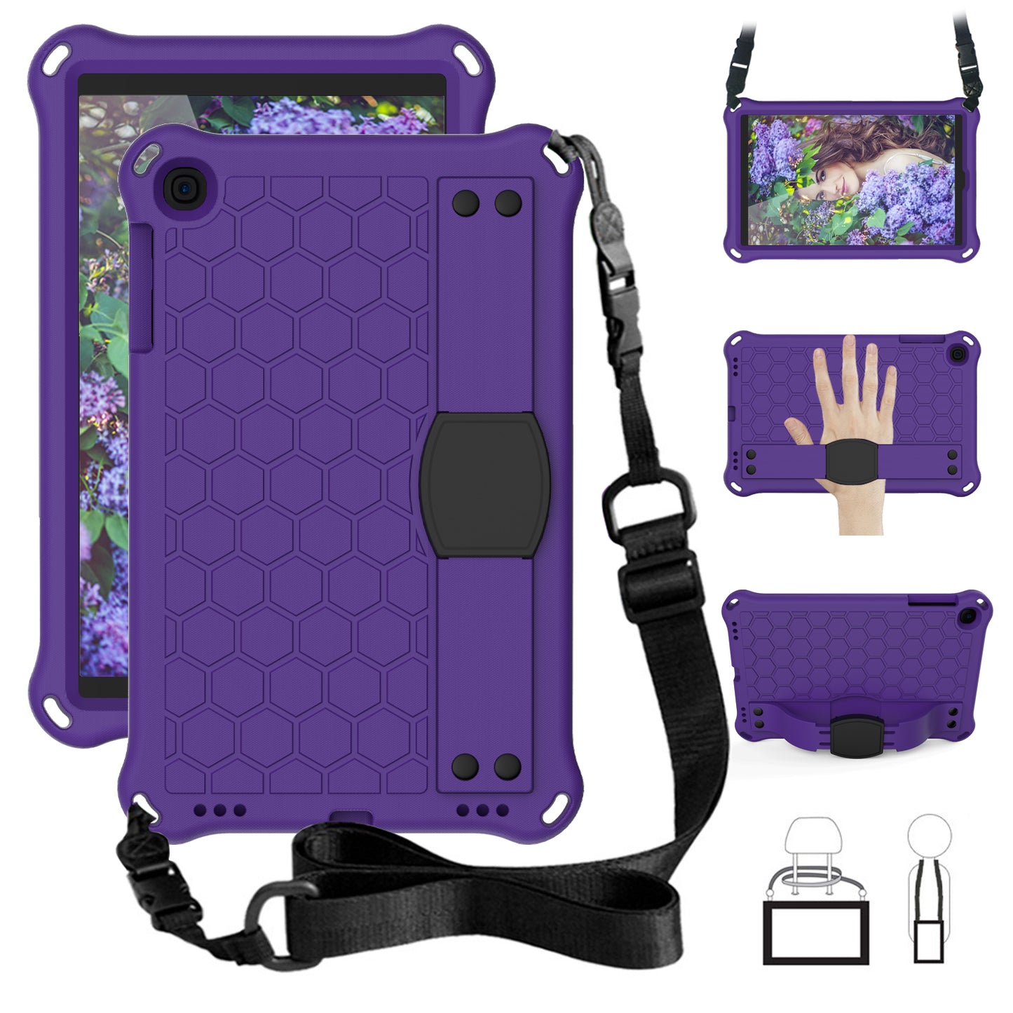 Honeycomb Texture EVA Tablet Hybrid Case with Shoulder Strap for Samsung Galaxy Tab A 10.1 (2019) SM-T510/T515