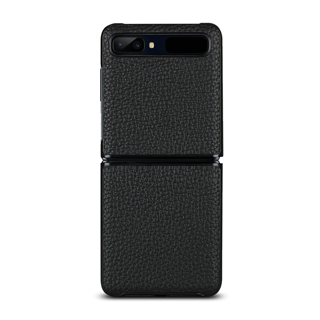 For Samsung Galaxy Z Flip Litchi Texture Genuine Leather + TPU Shockproof Folding Anti-Drop Phone Case