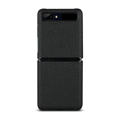 For Samsung Galaxy Z Flip Litchi Texture Genuine Leather + TPU Shockproof Folding Anti-Drop Phone Case