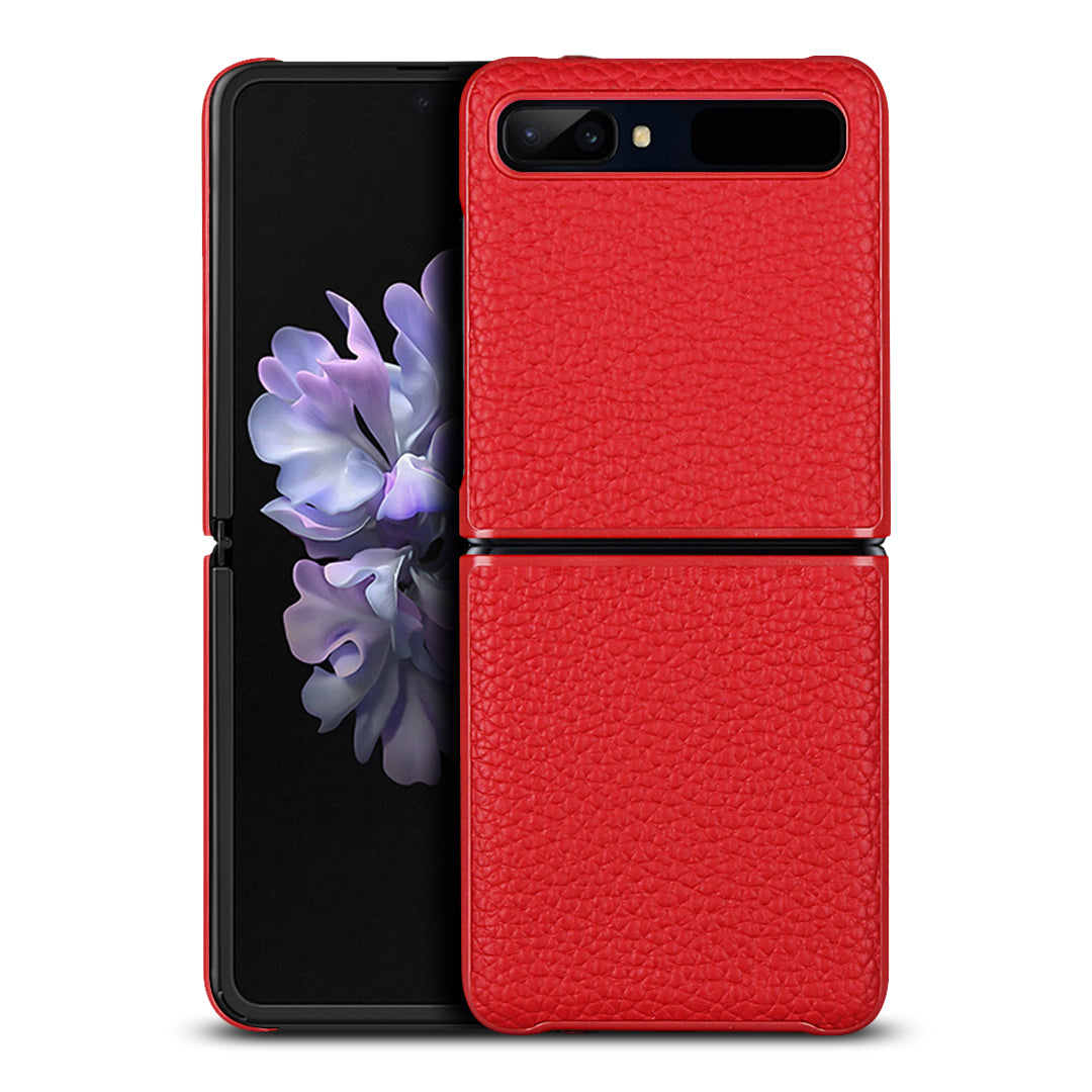 For Samsung Galaxy Z Flip Litchi Texture Genuine Leather + TPU Shockproof Folding Anti-Drop Phone Case
