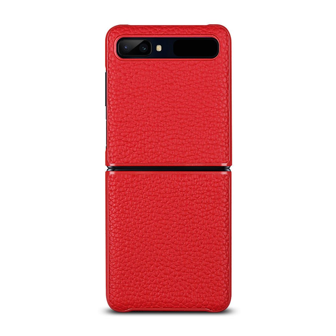 For Samsung Galaxy Z Flip Litchi Texture Genuine Leather + TPU Shockproof Folding Anti-Drop Phone Case