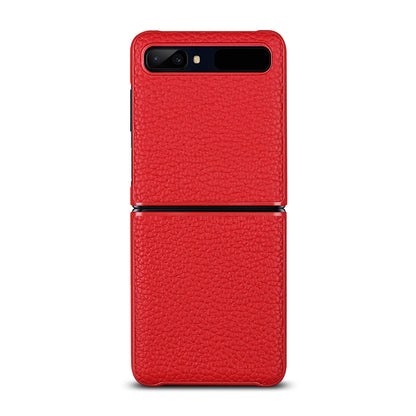 For Samsung Galaxy Z Flip Litchi Texture Genuine Leather + TPU Shockproof Folding Anti-Drop Phone Case