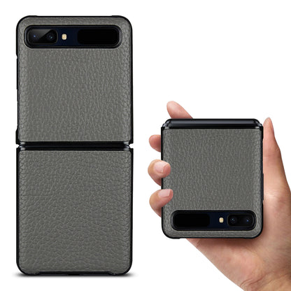 For Samsung Galaxy Z Flip Litchi Texture Genuine Leather + TPU Shockproof Folding Anti-Drop Phone Case