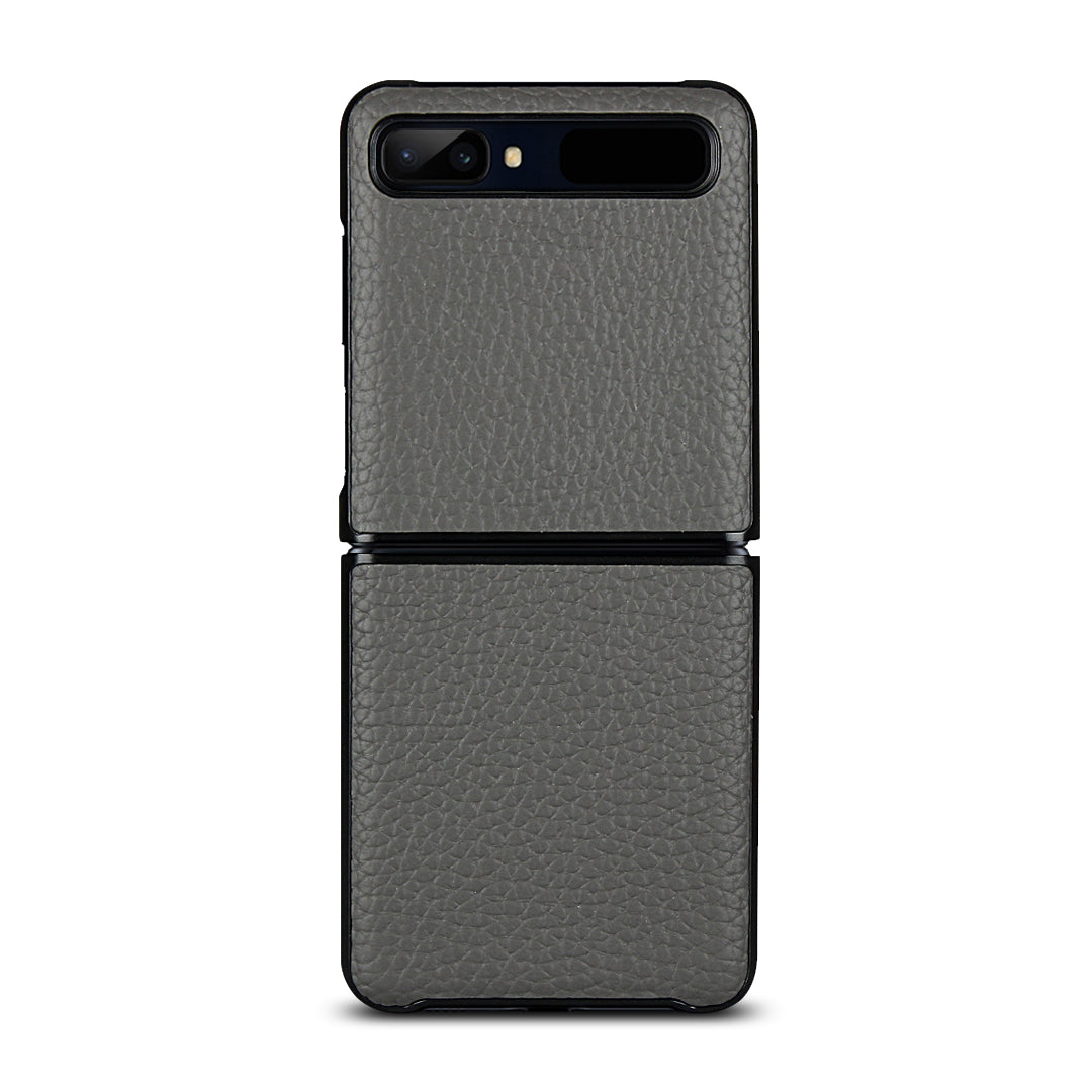 For Samsung Galaxy Z Flip Litchi Texture Genuine Leather + TPU Shockproof Folding Anti-Drop Phone Case