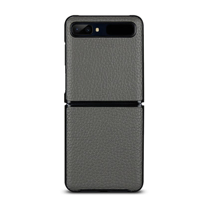 For Samsung Galaxy Z Flip Litchi Texture Genuine Leather + TPU Shockproof Folding Anti-Drop Phone Case