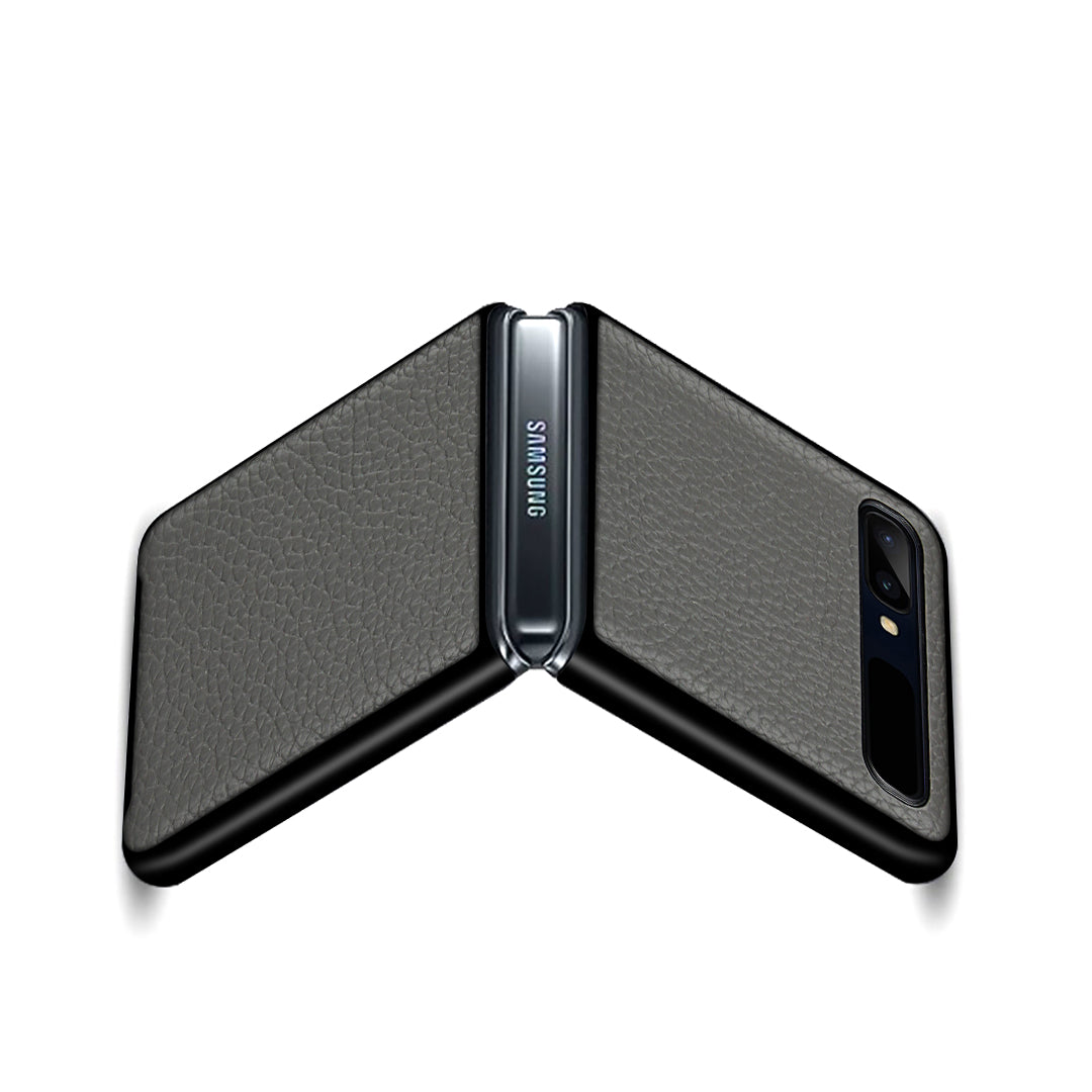For Samsung Galaxy Z Flip Litchi Texture Genuine Leather + TPU Shockproof Folding Anti-Drop Phone Case