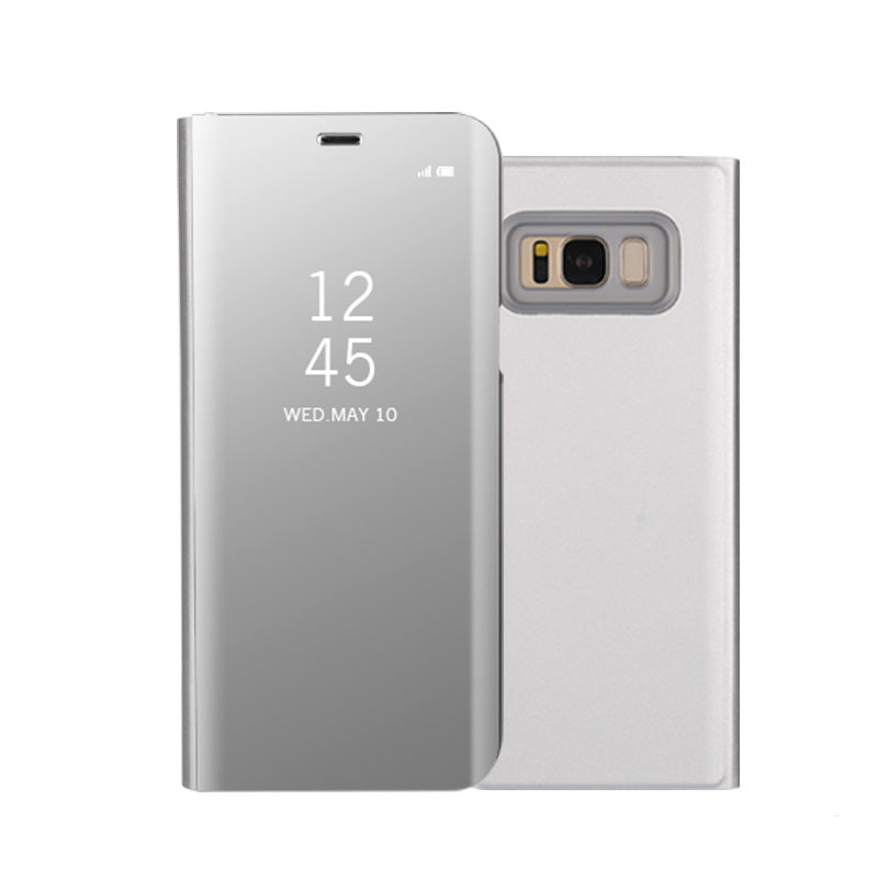 For Samsung Galaxy S8 Plus G955 Plated Mirror Surface View Leather Stand Mobile Case Smart Cell Phone Accessory