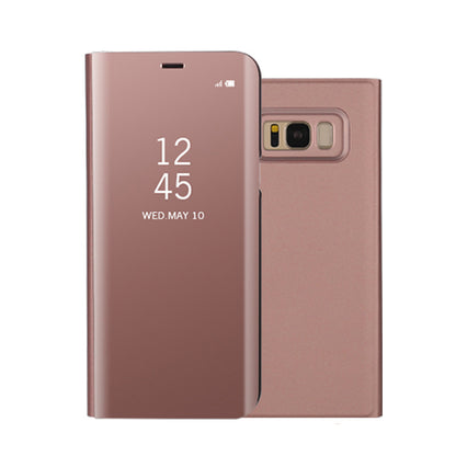 For Samsung Galaxy S8 Plus G955 Plated Mirror Surface View Leather Stand Mobile Case Smart Cell Phone Accessory