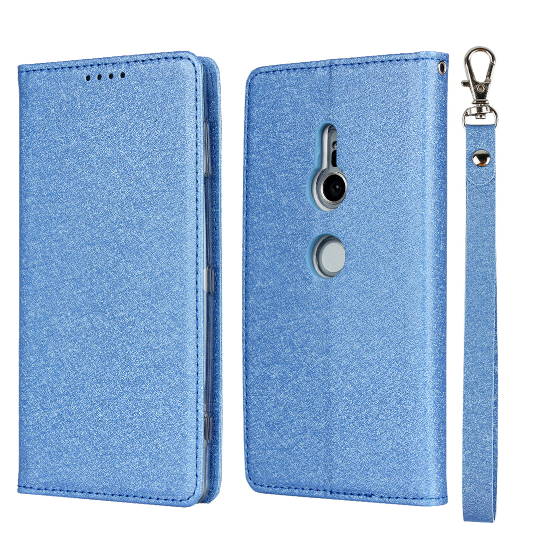 Silk Texture Leather Wallet Stand Phone Case Cover for Sony Xperia XZ2