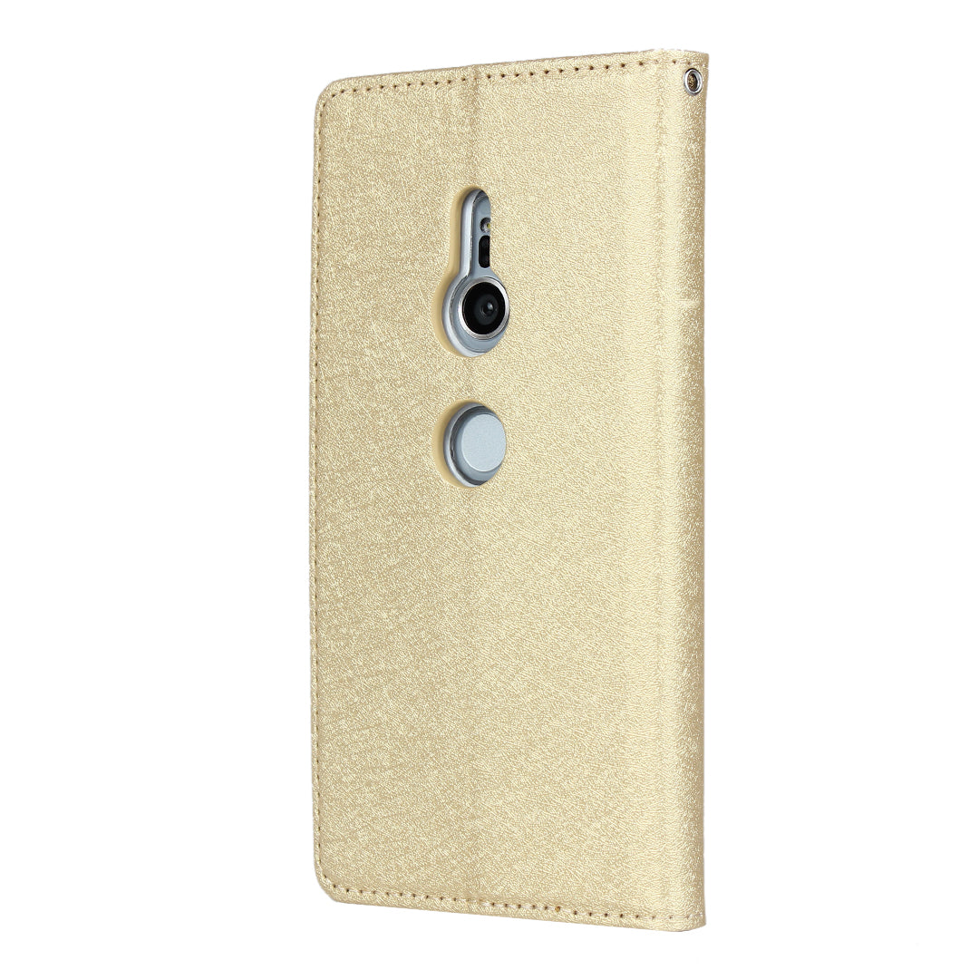 Silk Texture Leather Wallet Stand Phone Case Cover for Sony Xperia XZ2