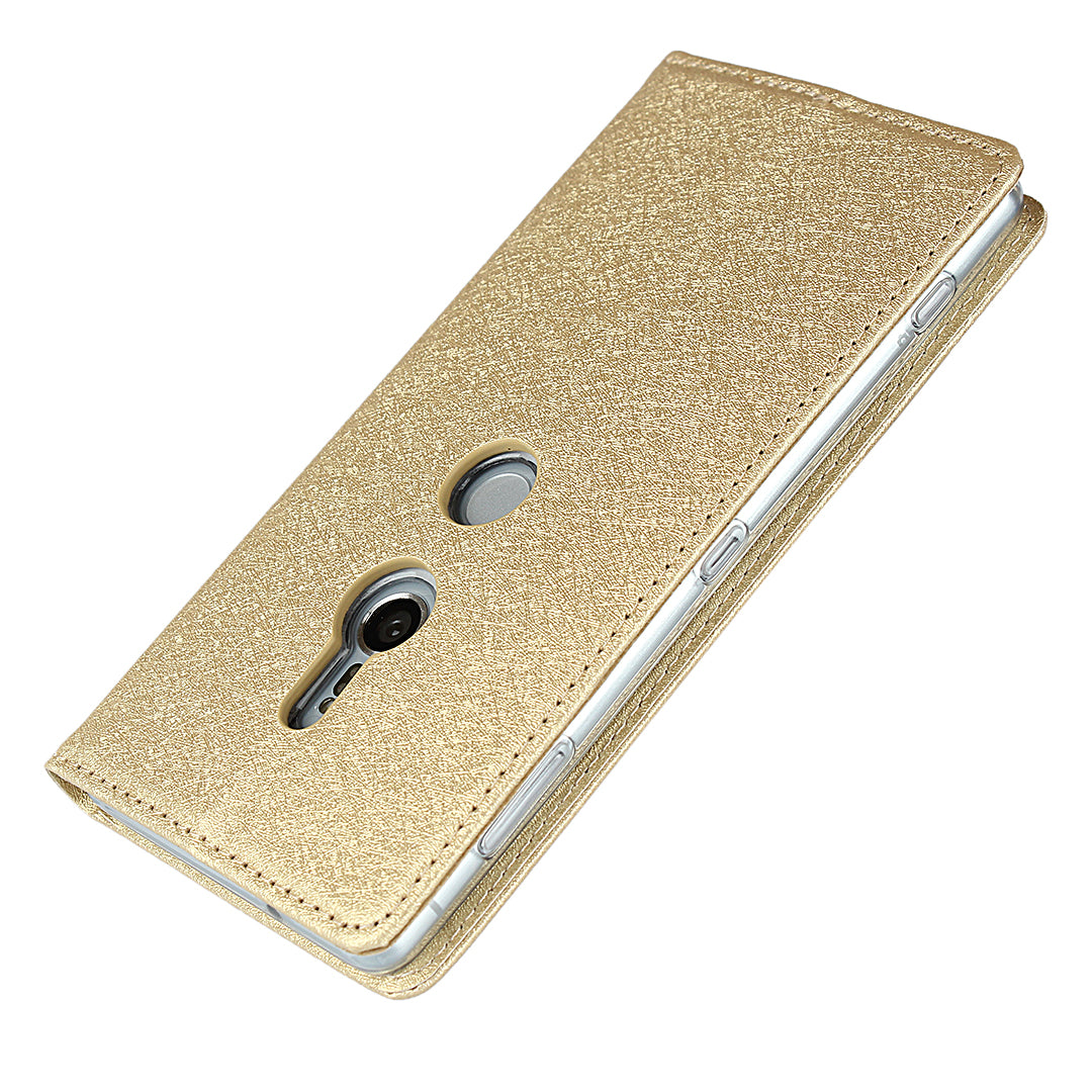 Silk Texture Leather Wallet Stand Phone Case Cover for Sony Xperia XZ2