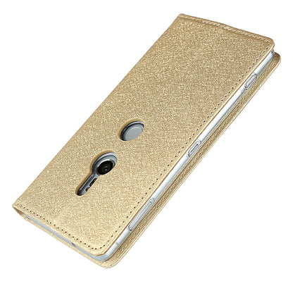 Silk Texture Leather Wallet Stand Phone Case Cover for Sony Xperia XZ2