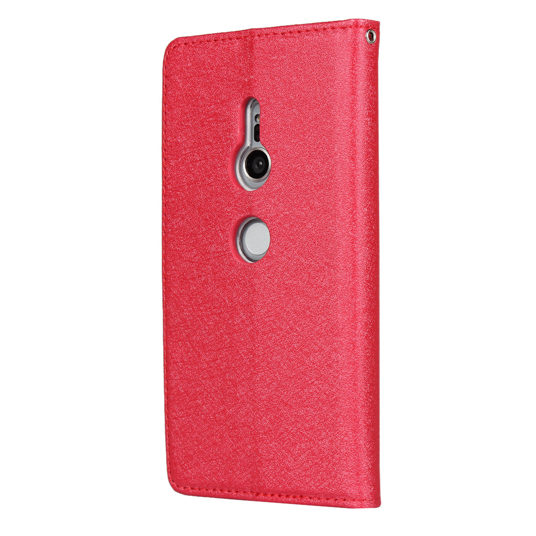 Silk Texture Leather Wallet Stand Phone Case Cover for Sony Xperia XZ2