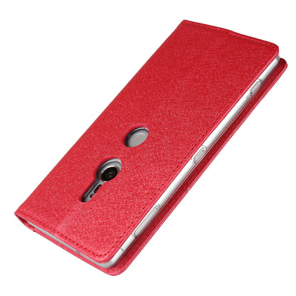 Silk Texture Leather Wallet Stand Phone Case Cover for Sony Xperia XZ2
