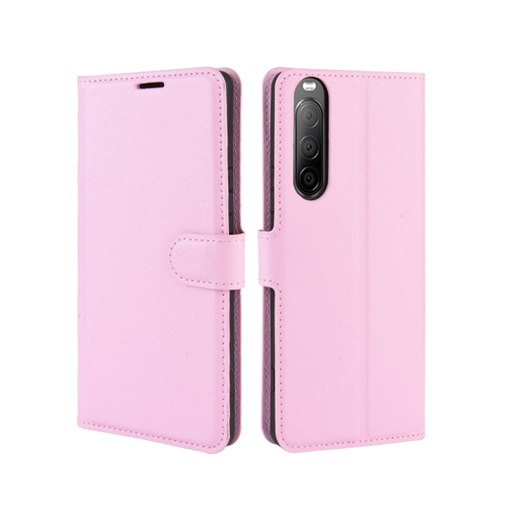 Litchi Skin Magnetic Leather Stand Case for Sony Xperia 10 II Wallet Card Holder Design Phone Case