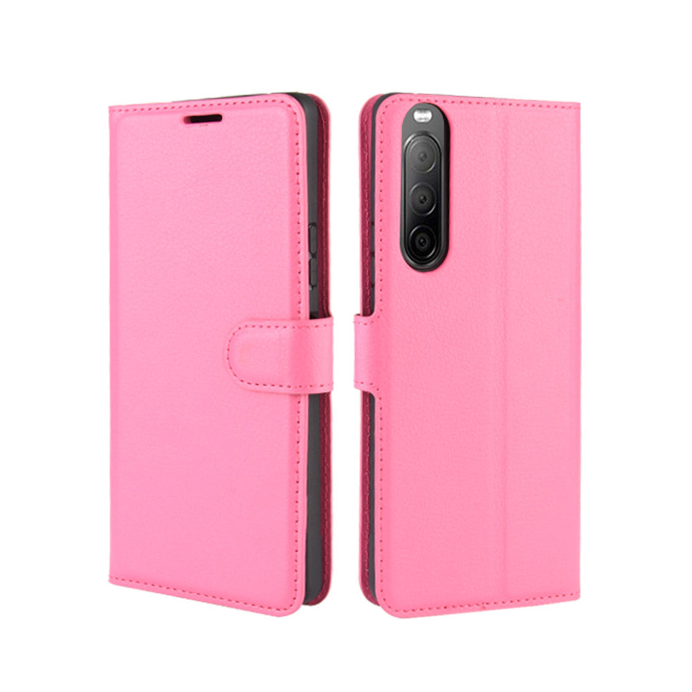 Litchi Skin Magnetic Leather Stand Case for Sony Xperia 10 II Wallet Card Holder Design Phone Case