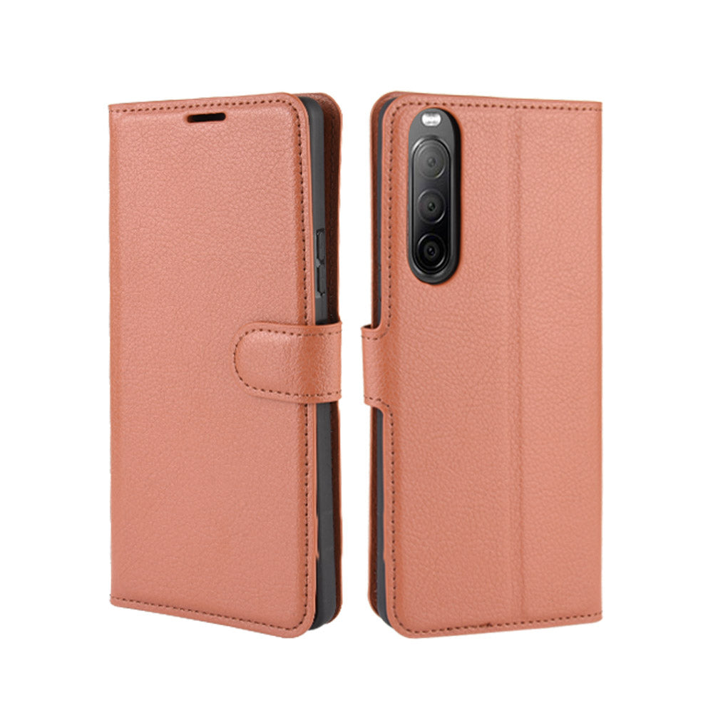 Litchi Skin Magnetic Leather Stand Case for Sony Xperia 10 II Wallet Card Holder Design Phone Case