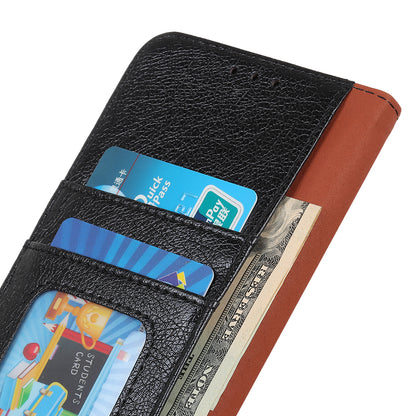 Full-Protection Nappa Texture Wallet Design Split Leather Stand Phone Cover Shell for Sony Xperia 5 III 5G
