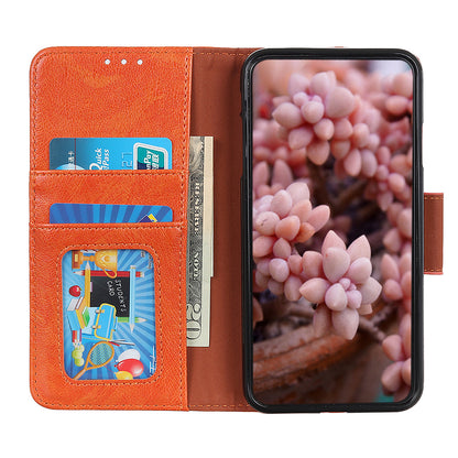 Full-Protection Nappa Texture Wallet Design Split Leather Stand Phone Cover Shell for Sony Xperia 5 III 5G