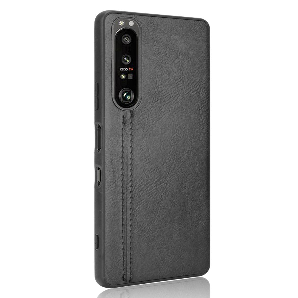 Litchi Texture PU Leather Coated PC Mobile Casing for Sony Sony Xperia 1 III 5G
