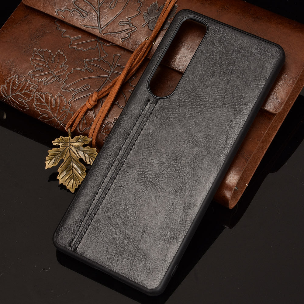 Litchi Texture PU Leather Coated PC Mobile Casing for Sony Sony Xperia 1 III 5G