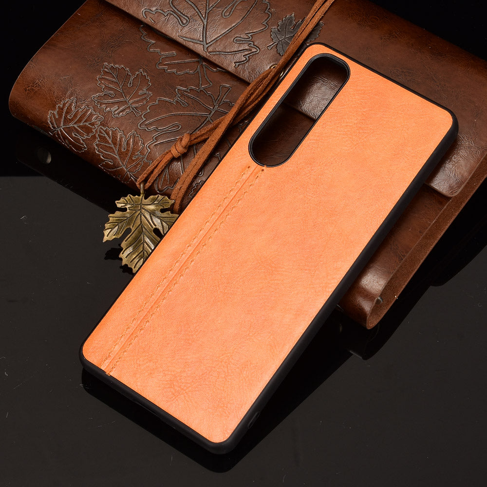 Litchi Texture PU Leather Coated PC Mobile Casing for Sony Sony Xperia 1 III 5G