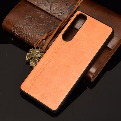 Litchi Texture PU Leather Coated PC Mobile Casing for Sony Sony Xperia 1 III 5G