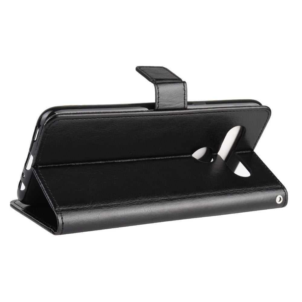 Crazy Horse Wallet Stand Leather Case with Strap for LG K61
