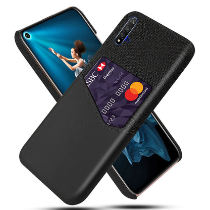 KSQ PC + PU + Cloth Hybrid Phone Back Shell Case with Card Slot for Huawei Honor 20/Honor 20S/nova 5T
