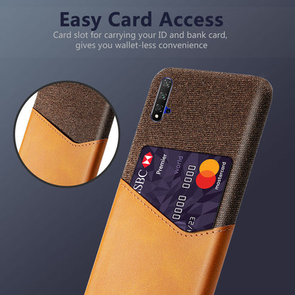 KSQ PC + PU + Cloth Hybrid Phone Back Shell Case with Card Slot for Huawei Honor 20/Honor 20S/nova 5T