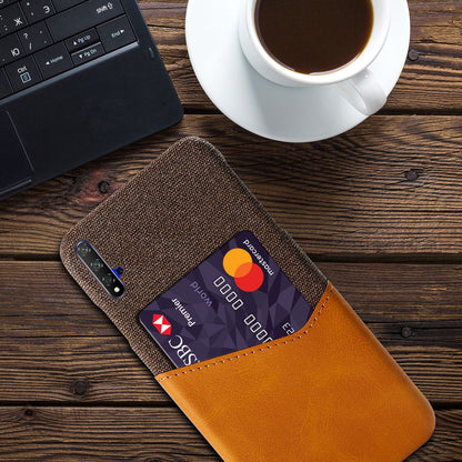 KSQ PC + PU + Cloth Hybrid Phone Back Shell Case with Card Slot for Huawei Honor 20/Honor 20S/nova 5T