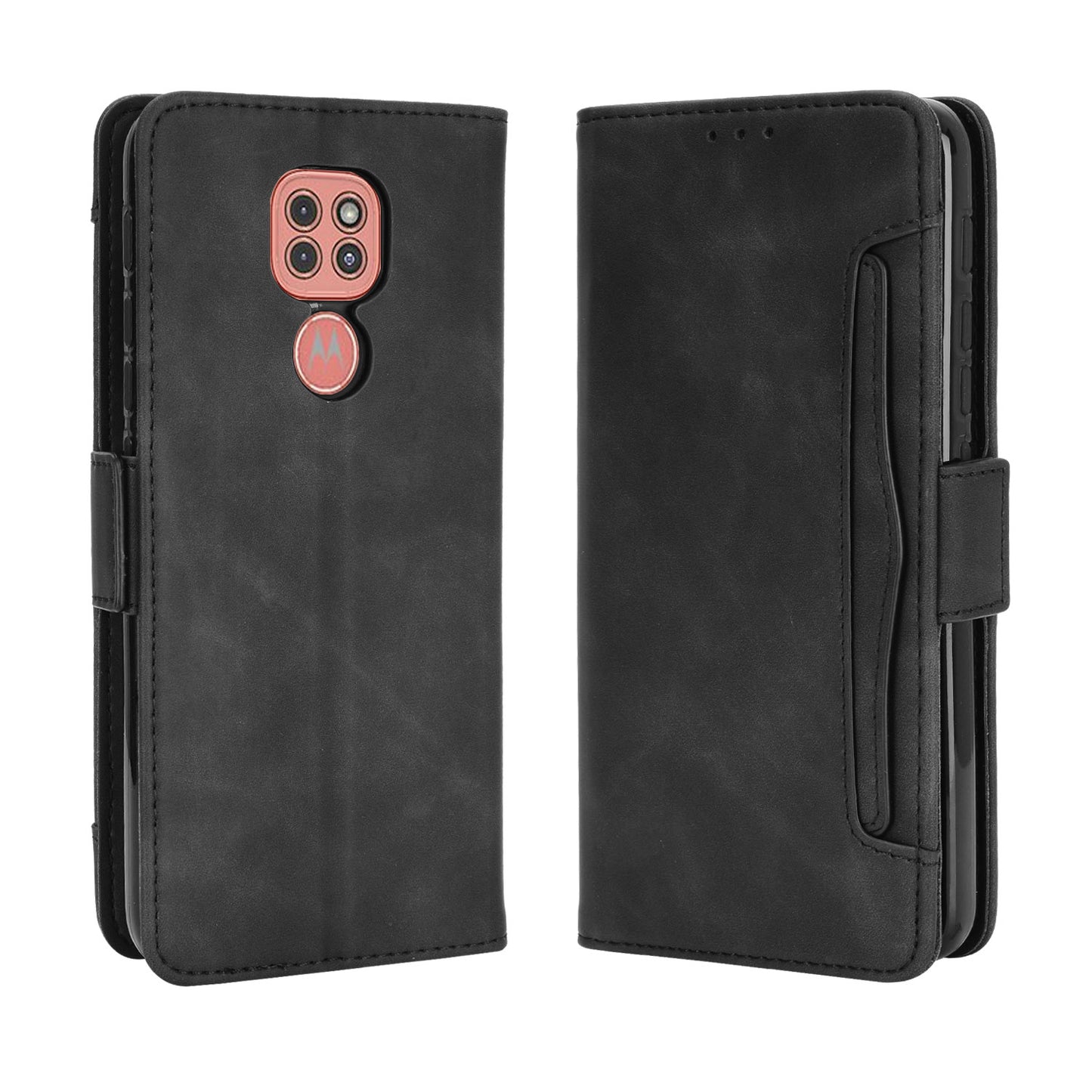 Multi-slot Leather Case Wallet Stand Shell Protector for Motorola Moto E7 Plus