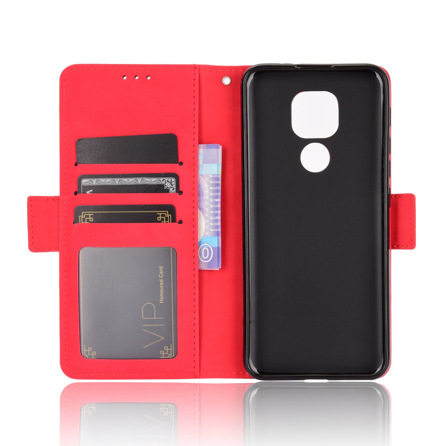 Multi-slot Leather Case Wallet Stand Shell Protector for Motorola Moto E7 Plus