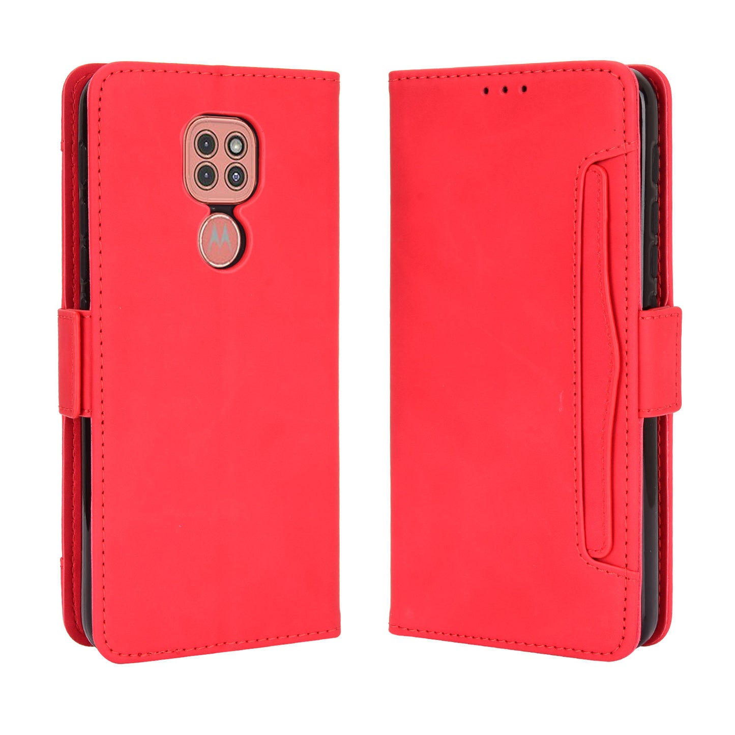 Multi-slot Leather Case Wallet Stand Shell Protector for Motorola Moto E7 Plus