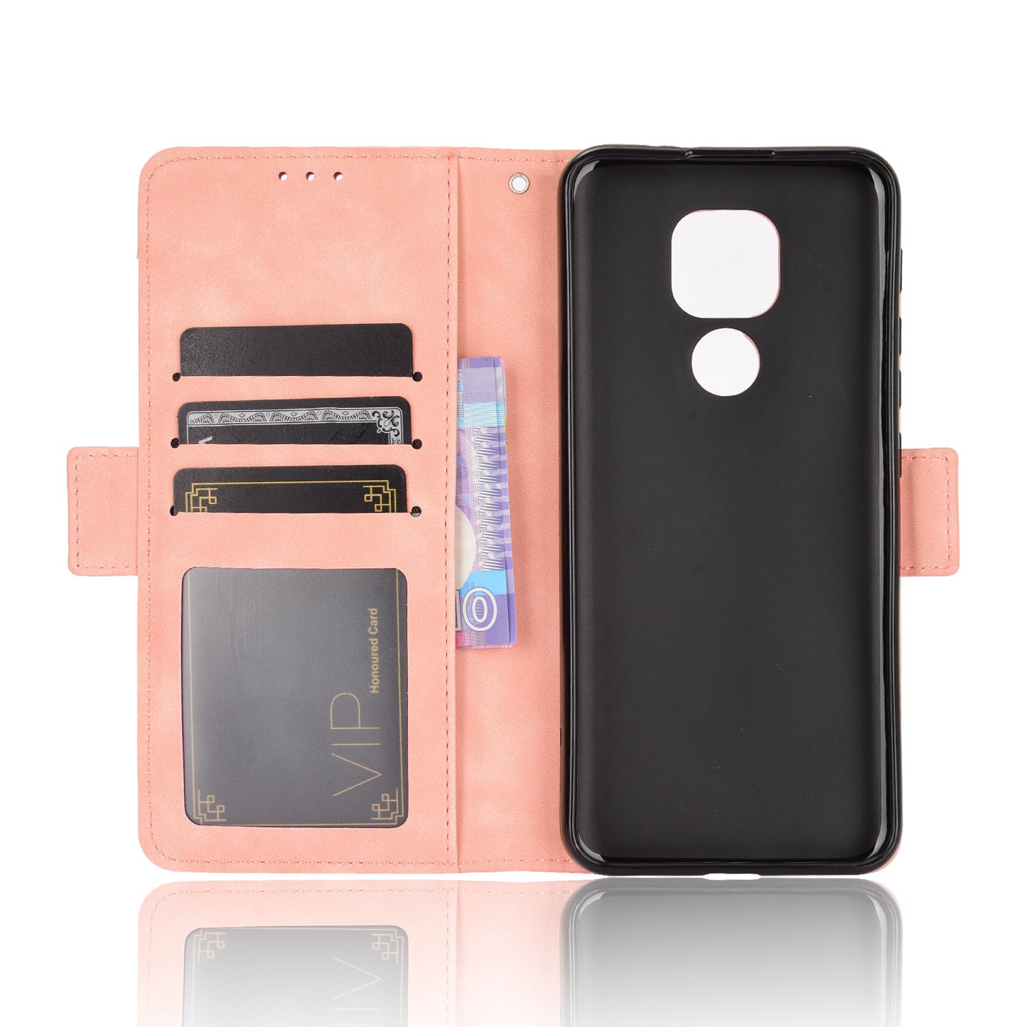 Multi-slot Leather Case Wallet Stand Shell Protector for Motorola Moto E7 Plus