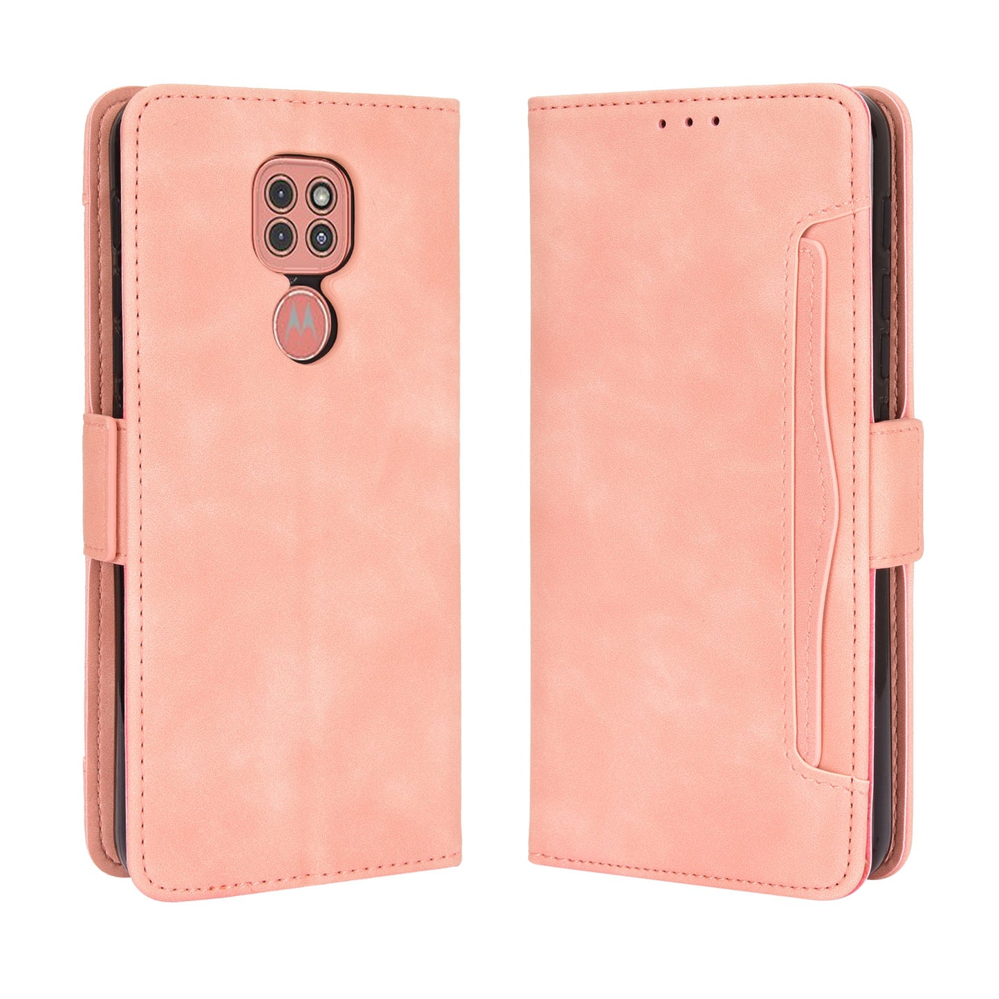 Multi-slot Leather Case Wallet Stand Shell Protector for Motorola Moto E7 Plus