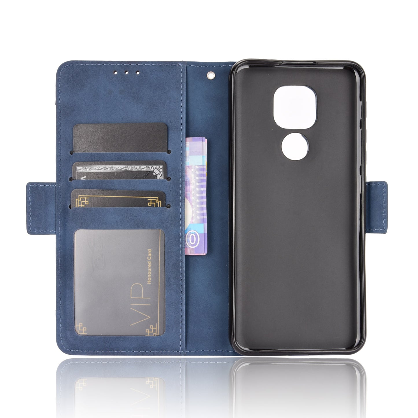 Multi-slot Leather Case Wallet Stand Shell Protector for Motorola Moto E7 Plus