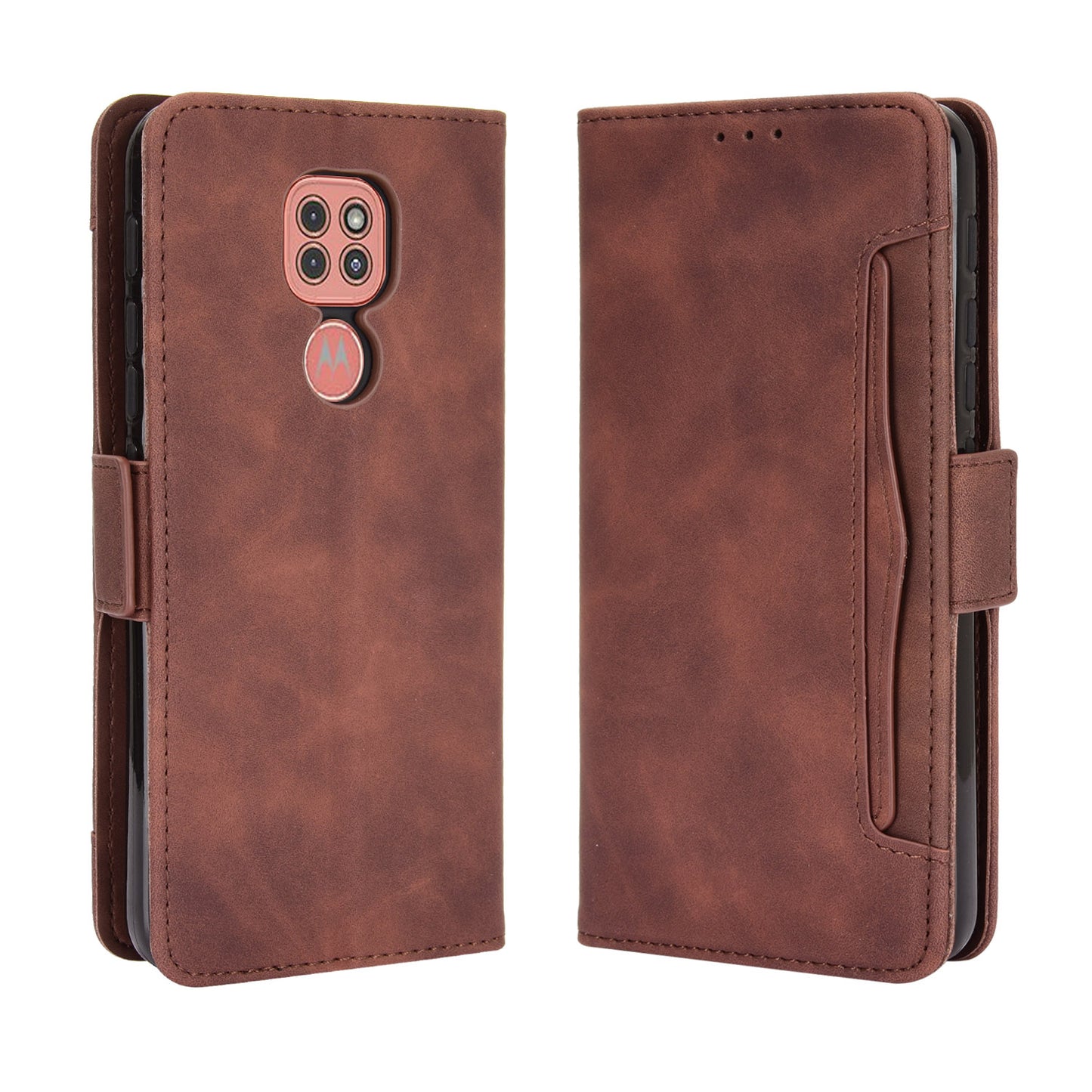 Multi-slot Leather Case Wallet Stand Shell Protector for Motorola Moto E7 Plus