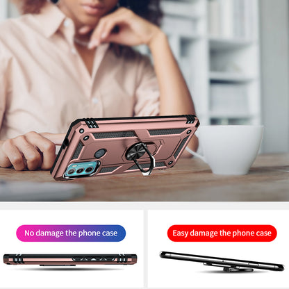 Miltary Grade Drop Protection Magnetic Ring Kickstand Hybrid Plastic PC+TPU Impact Resistant Case Cover for Motorola Moto G60 / G40 Fusion