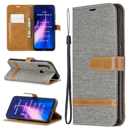 Assorted Color Jeans Cloth Leather Wallet Shell for Xiaomi Redmi Note 8