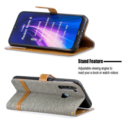 Assorted Color Jeans Cloth Leather Wallet Shell for Xiaomi Redmi Note 8