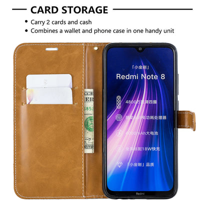 Assorted Color Jeans Cloth Leather Wallet Shell for Xiaomi Redmi Note 8