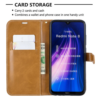 Assorted Color Jeans Cloth Leather Wallet Shell for Xiaomi Redmi Note 8