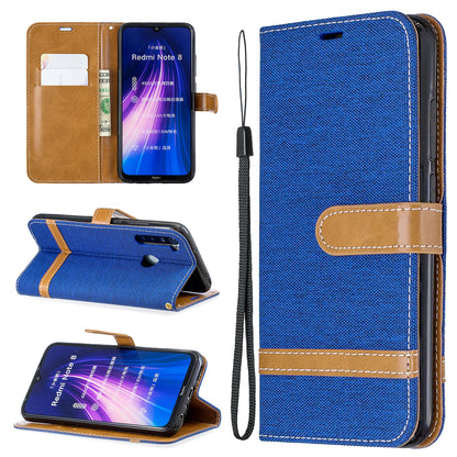 Assorted Color Jeans Cloth Leather Wallet Shell for Xiaomi Redmi Note 8