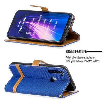 Assorted Color Jeans Cloth Leather Wallet Shell for Xiaomi Redmi Note 8