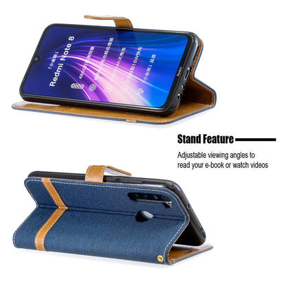 Assorted Color Jeans Cloth Leather Wallet Shell for Xiaomi Redmi Note 8