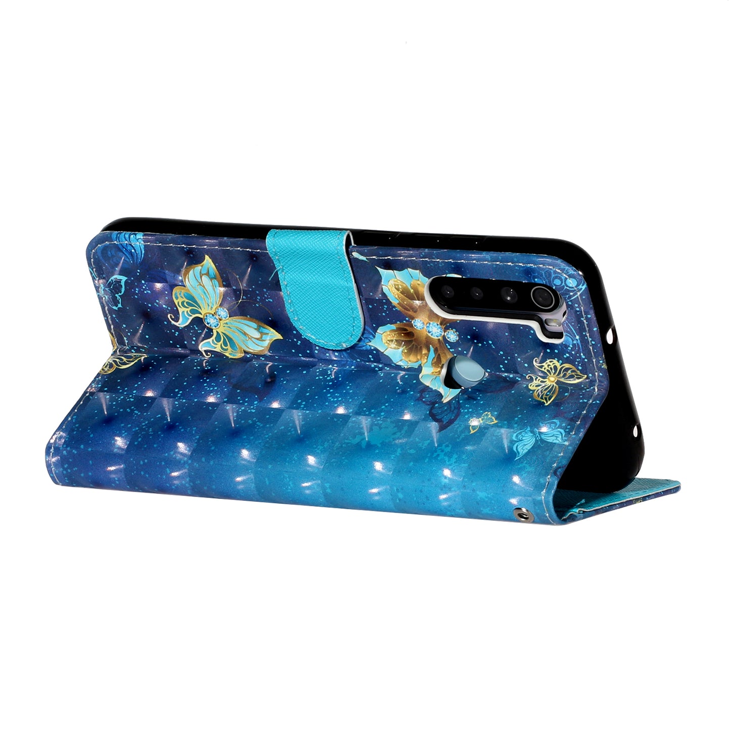 Light Spot Decor Pattern Printing Shell Wallet Stand Leather Cover for Xiaomi Redmi Note 8T