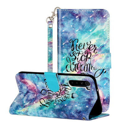 Light Spot Decor Pattern Printing Shell Wallet Stand Leather Cover for Xiaomi Redmi Note 8T